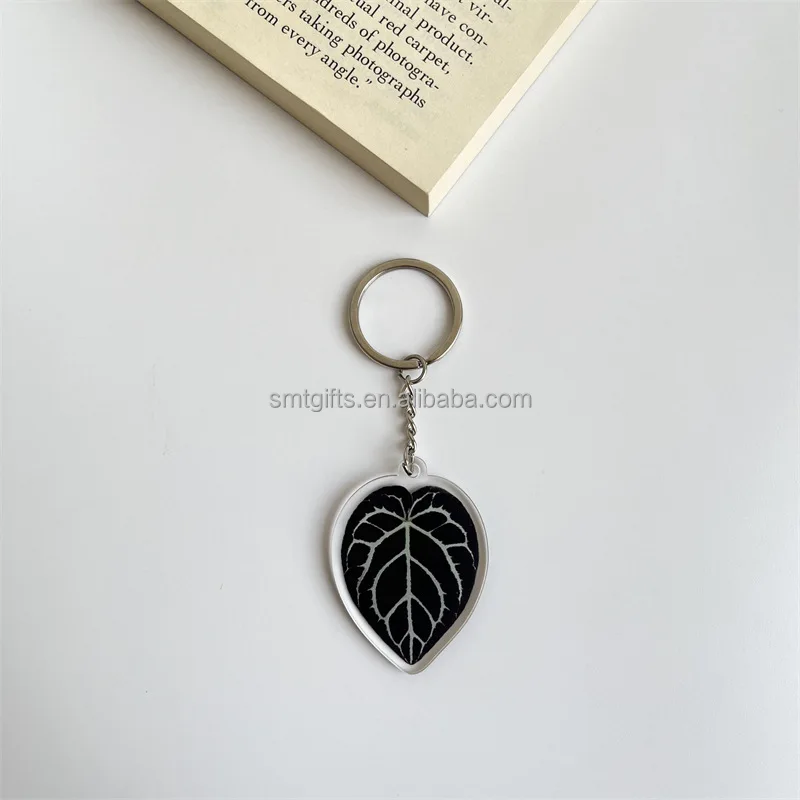 Factory Custom High Quality Acrylic Keychain Wholesale Plastic Simulation Plant Leaf Keychain