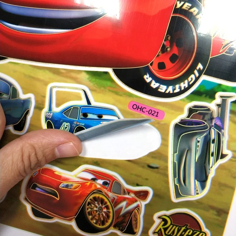 Custom Printing Adhesive Waterproof PVC Vinyl Cartoon Car Stickers for Kids Toy