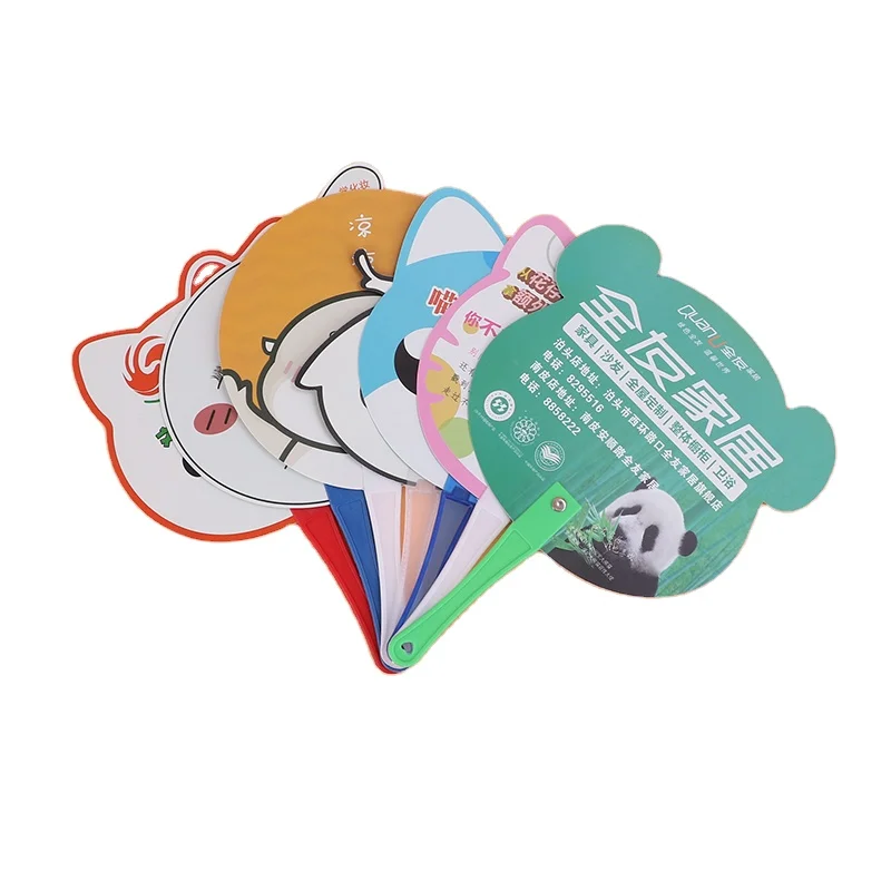 2022 Wholesale kpop cartoon cute multi-color held large hand round pvc picket fan