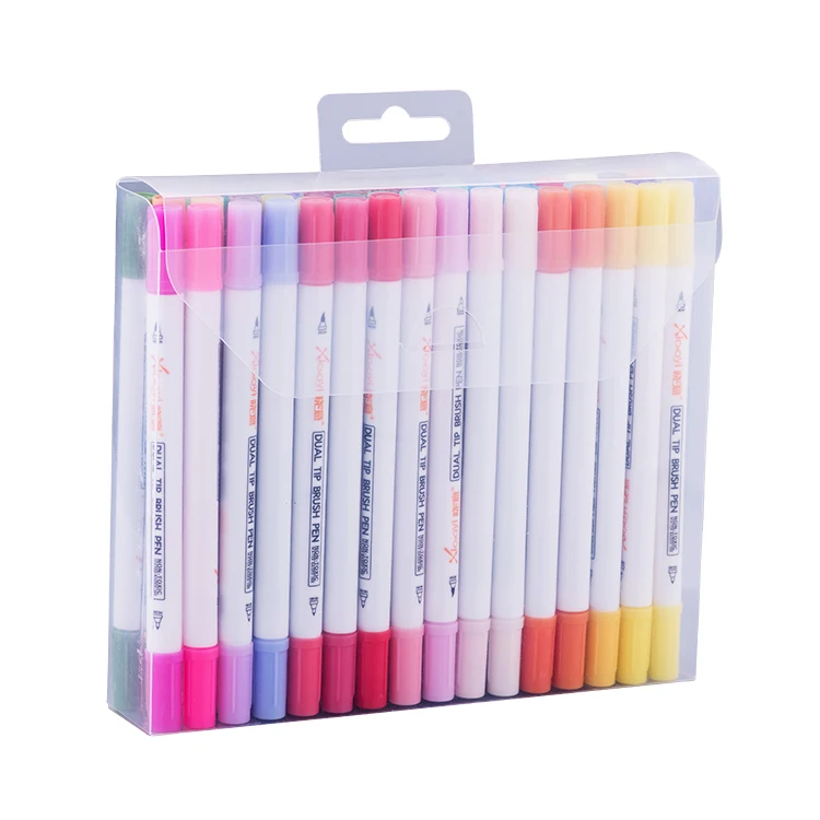 Customized Brand Colorful Dual Tip Watercolor Brush Marker Pen For Art Sketch