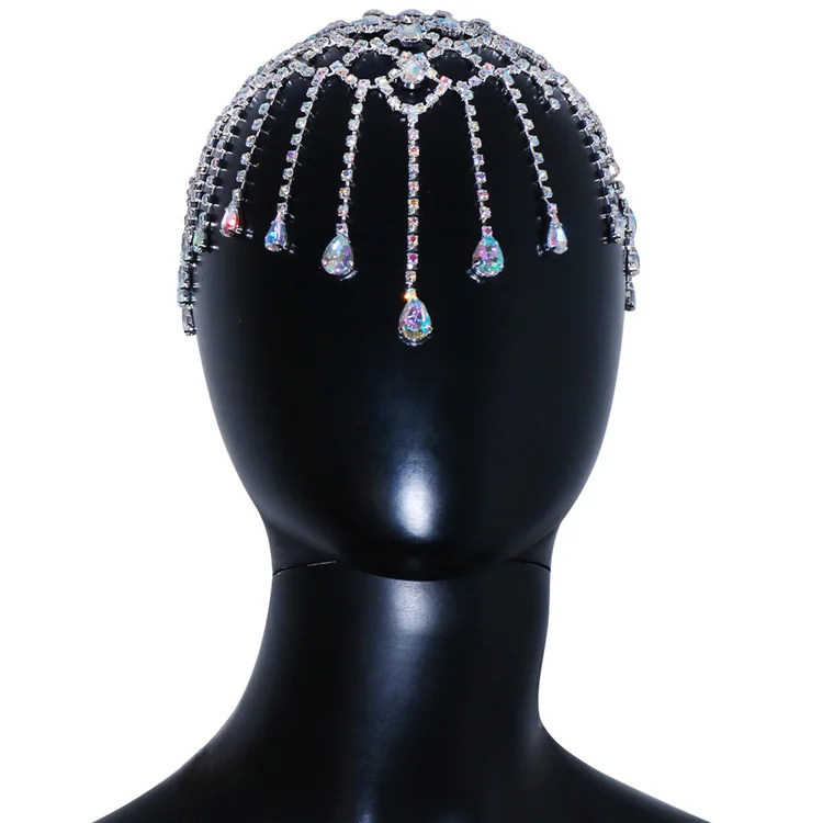 Luxury Ladies Hair Bands Accessories Fashion Party AB Rhinestone Hairpiece AB Diamond Forehead Hair Pieces for Women