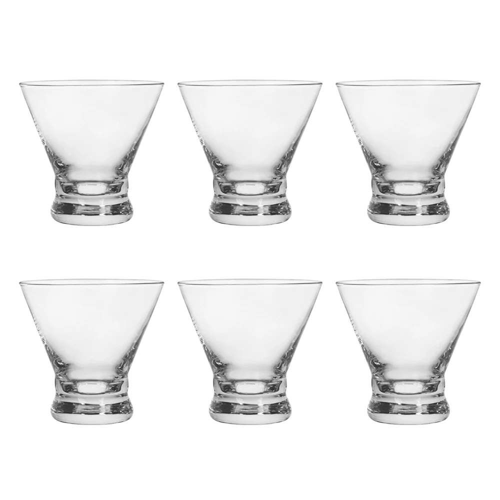 Set of 6 Martini Glasses - 8-Ounce Cinched Design Cocktail Glasses with Heavy Base Sturdy and Elegant Bar Glasses