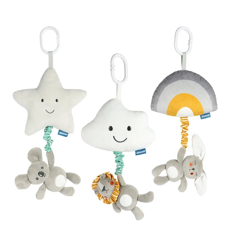 Cute plush toy with musical pull string music hanging car seat soft toys N052