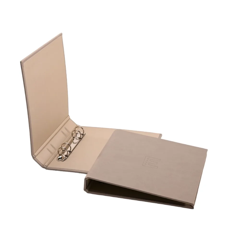 Customized logo PU leather cover binder 4 ring metal clips file a6 luxury binders