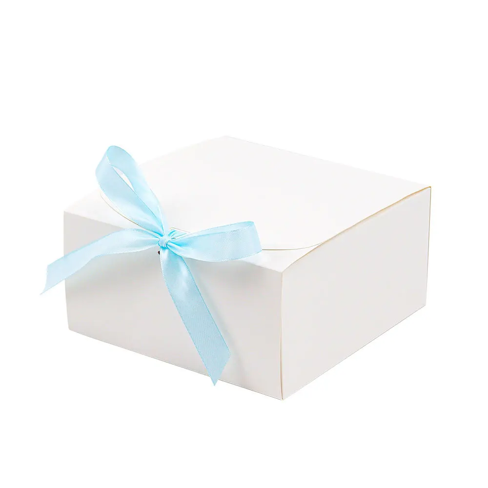 Ribbon jewelry box bow baking cardboard box foldable packaging flip gift box logo customization