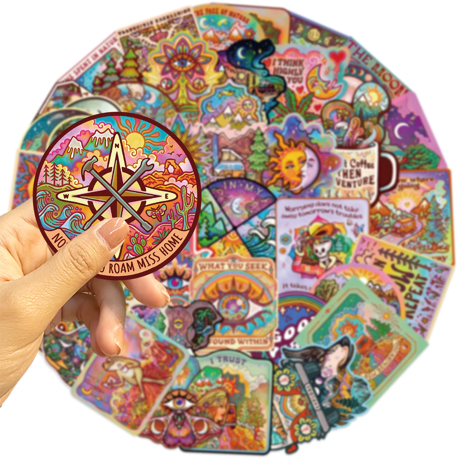 50pcs Fun camping Cartoon Graffiti Sticker Decorative  Phone Case Diary Laptop Pvc Waterproof Stickers Toys Decals Wholesale