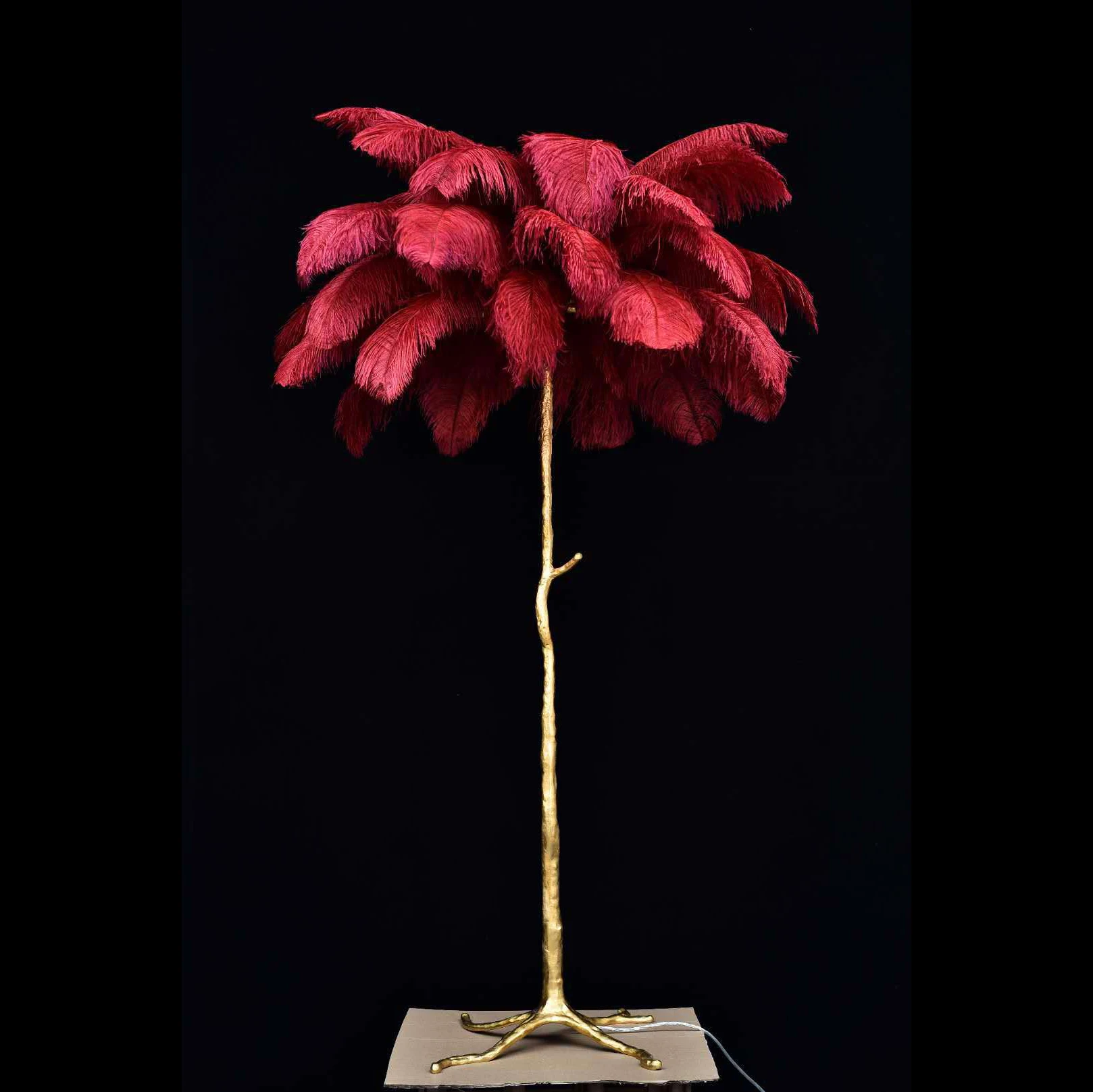 LED Modern Led Floor Lamps Decorative Lights Standing Light Feather Ostrich Floor Lamp Bedroom Living Room Resin Luxury Fabric