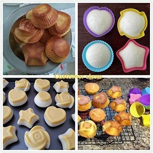 Silicone Cupcake Liners Baking Cups Non-Stick Jumbo Reusable Muffin Molds Bento Bundle Lunch Box Dividers