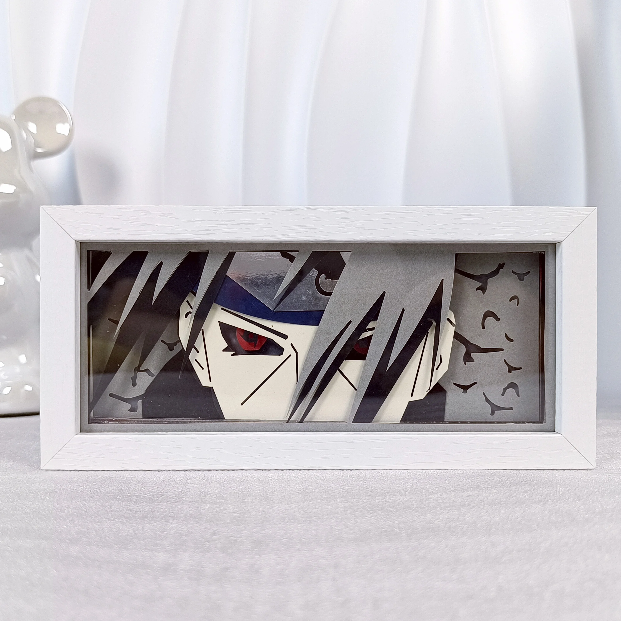 Wooden Framed RGB 3D Paper Cut Carving Lamp Anime Character Uzumaki Paper Carved Lamp LED Light Box Anime Night Lamp