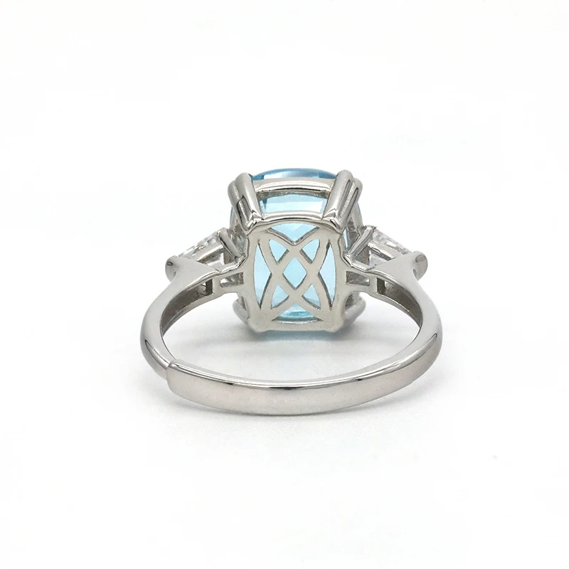 Silver 925 Swiss Blue Topaz Gemstone Rings Mens 18K Gold Plated Turkish Ring With Oval Gem Stone
