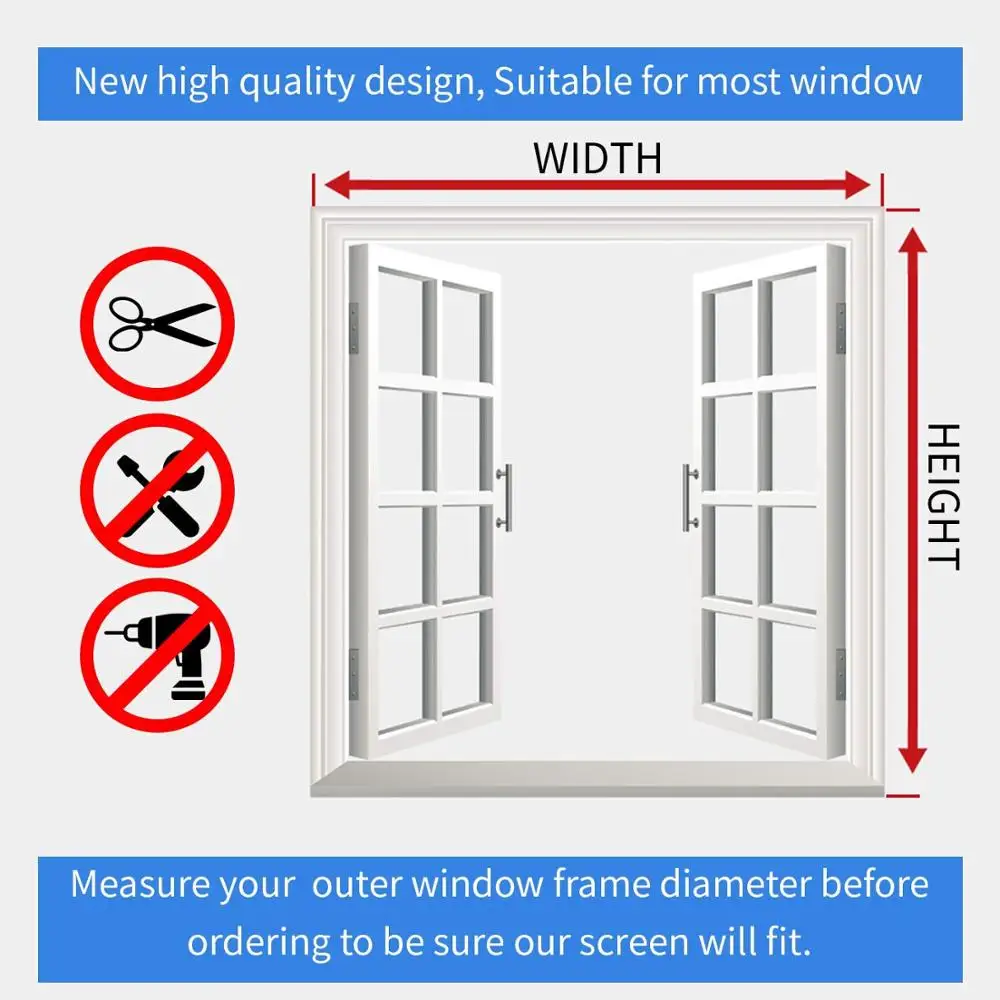 Ultra Fine Fiberglass Insect Mesh Mosquito Net for Windows Washable DIY Magnetic Window Fly Screen Kit