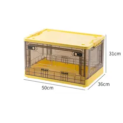Wholesale Folding Transparent Container Side Door Plastic Toy Chest Storage Box With Wheels
