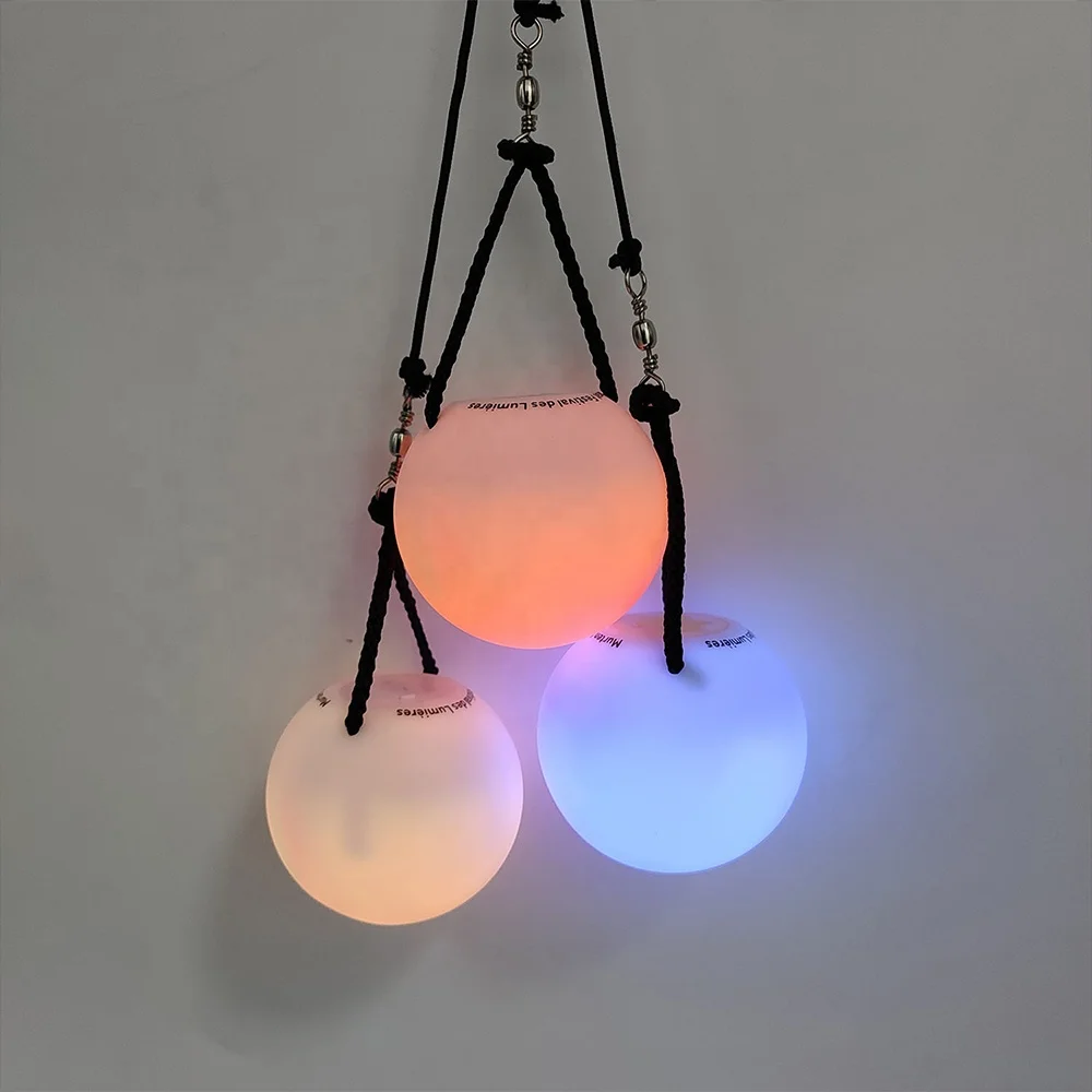 Battery Operation Colorful Lamp Pressure Reducing Squeezing with Cable Health Sports Training LED Toy Poi Ball