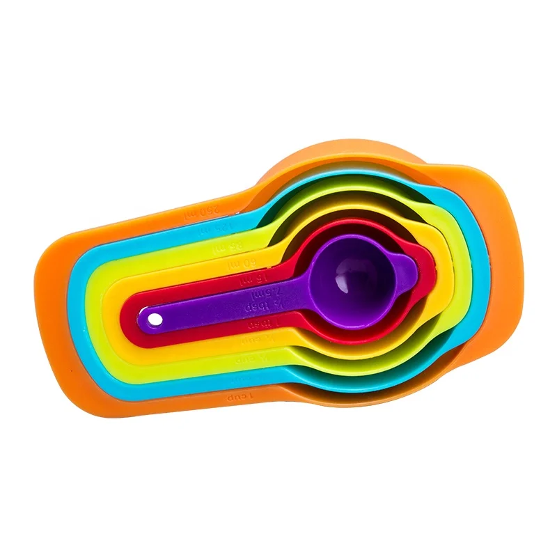 Kitchen 6-piece Plastic Coffee Measuring Cup Adjustable Baking Colorful Measuring Spoon Set