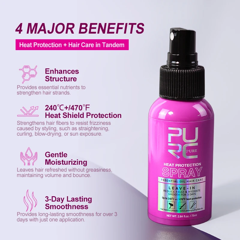 Private Label Lightweight Sulfate Free Alcohol Free Moisturizing Heat Protectant Spray For Hair 450 Fahrenheit Heat Protection