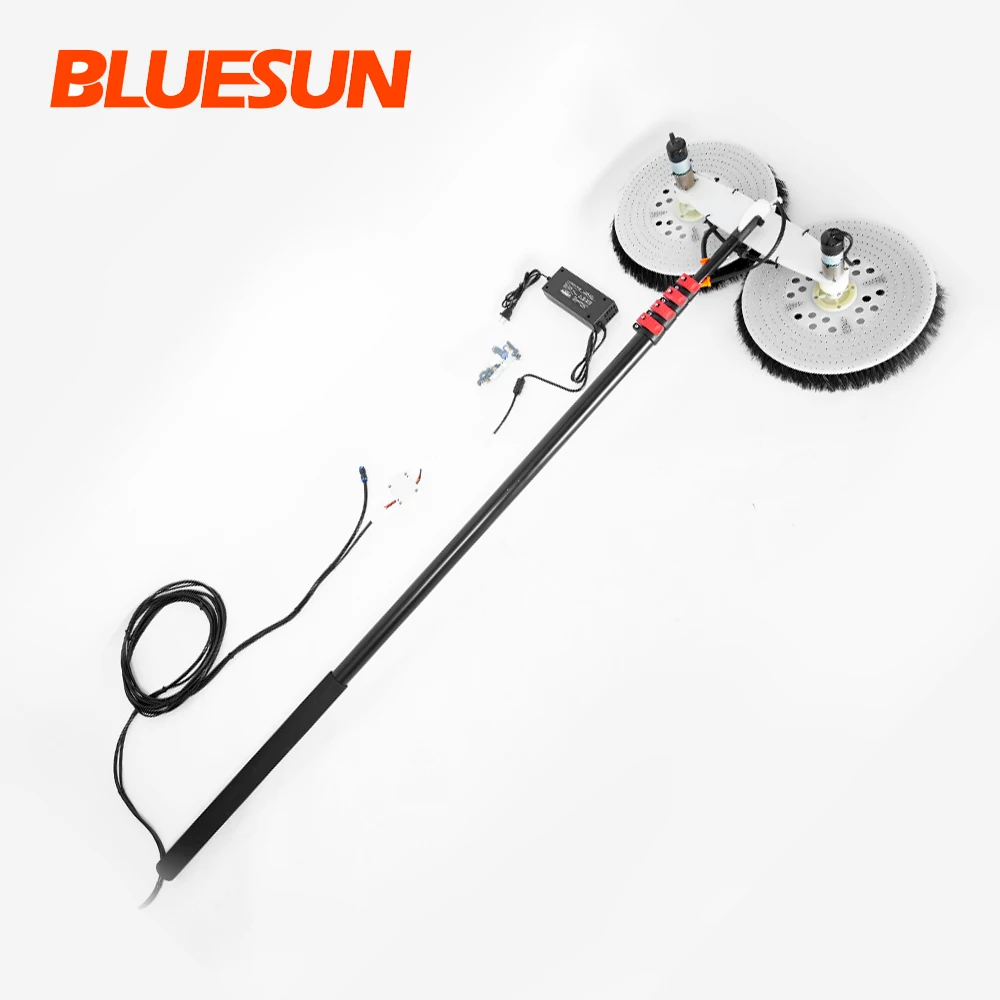 High quality bluesun double-ended Nylon rotating brush carbon fiber pole solar panel cleaning for photovoltaic