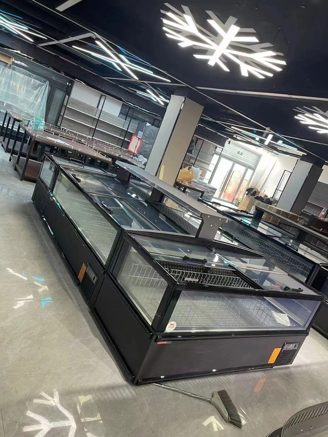 Island freezer for supermarket ice cream showcase display sliding glass door cabinet showcase combined refrigerator