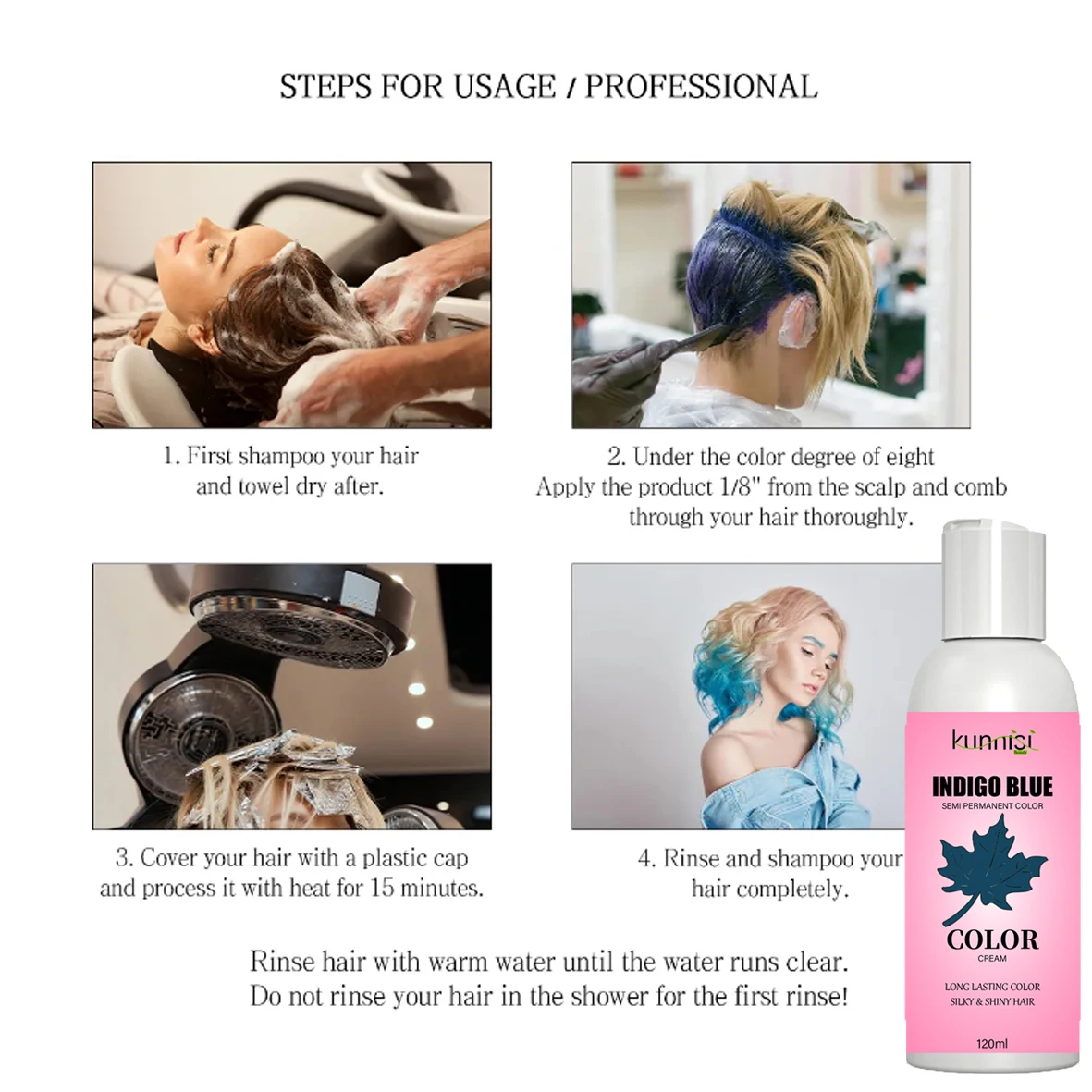 Oem Wholesale Blue Silver Professional Colorful Hair Dye Human Hair Wigs Semi Permanent Hair Color