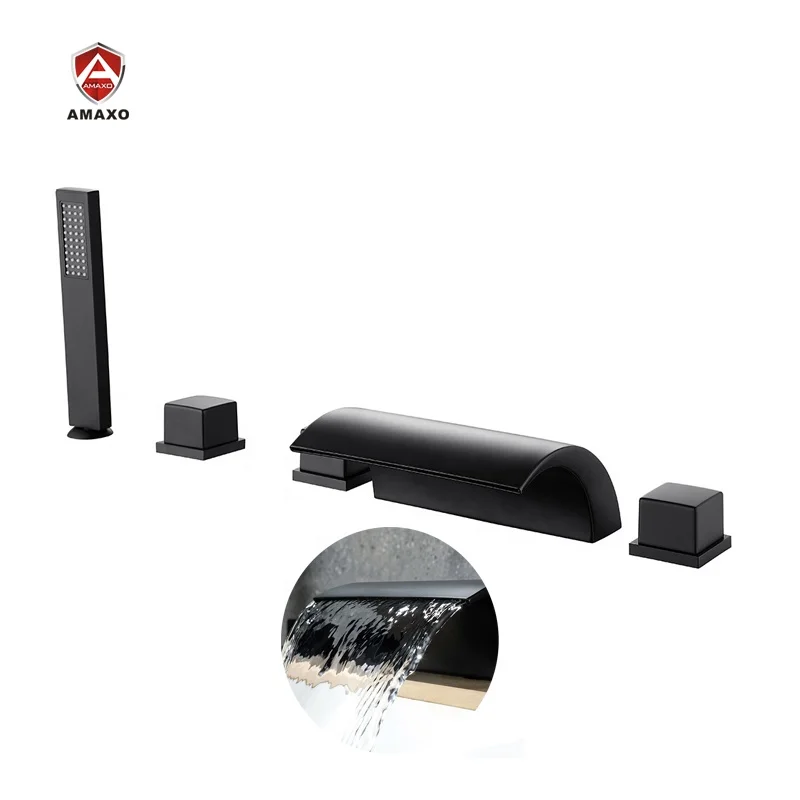 Nordic Style Waterfall Faucet Shower Set Spout Bathtub Mixer with Hand Spray For Bathtub Faucet