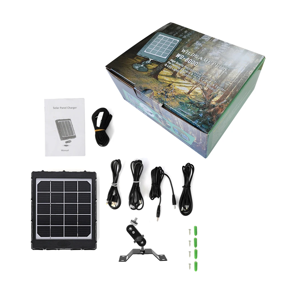 WG8000 Wildlife Trail Camera Solar Panel Build in 18650 Li Battery Output 6v  12v Solar Power Pack Charger for Spypoint Cameras