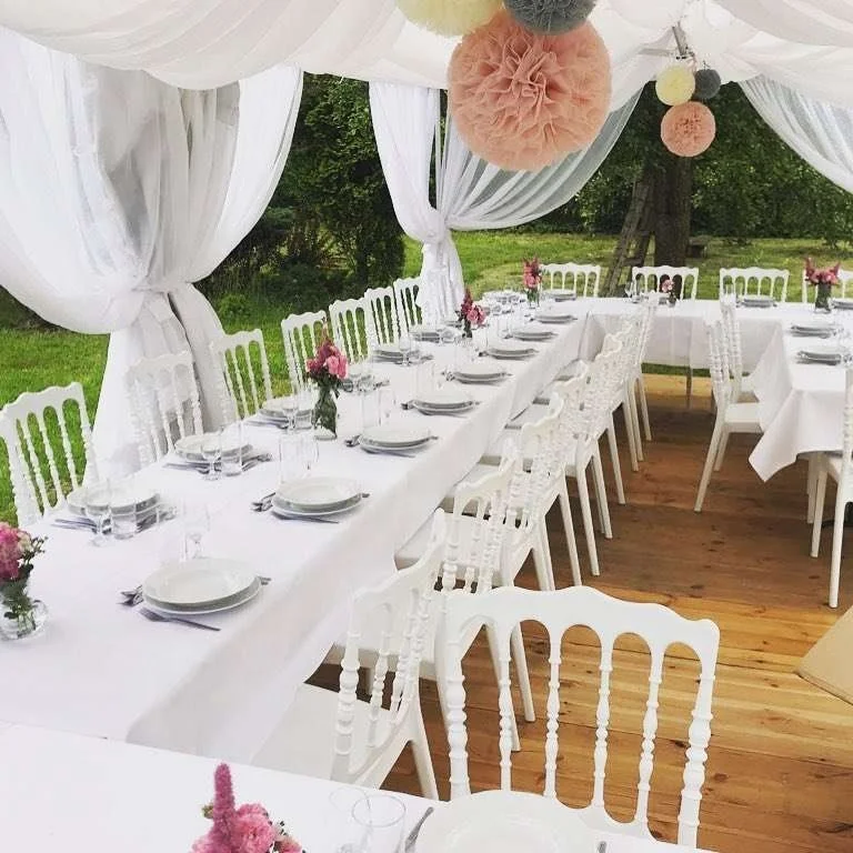 Hotel Wedding Banquet Polycarbonate PC White Resin Napoleon Chivari Chairs Outdoor Wedding