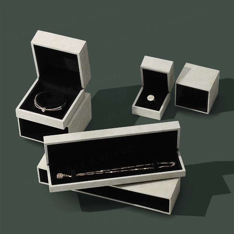 Personalized Custom Velvet Full Set Jewelry Box Packaging Wholesale for Earrings Bracelets Ring