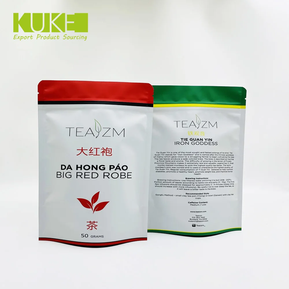 Custom resealable clear window herb powder stand up ziplock packing pouch spices seasoning packaging bag with label