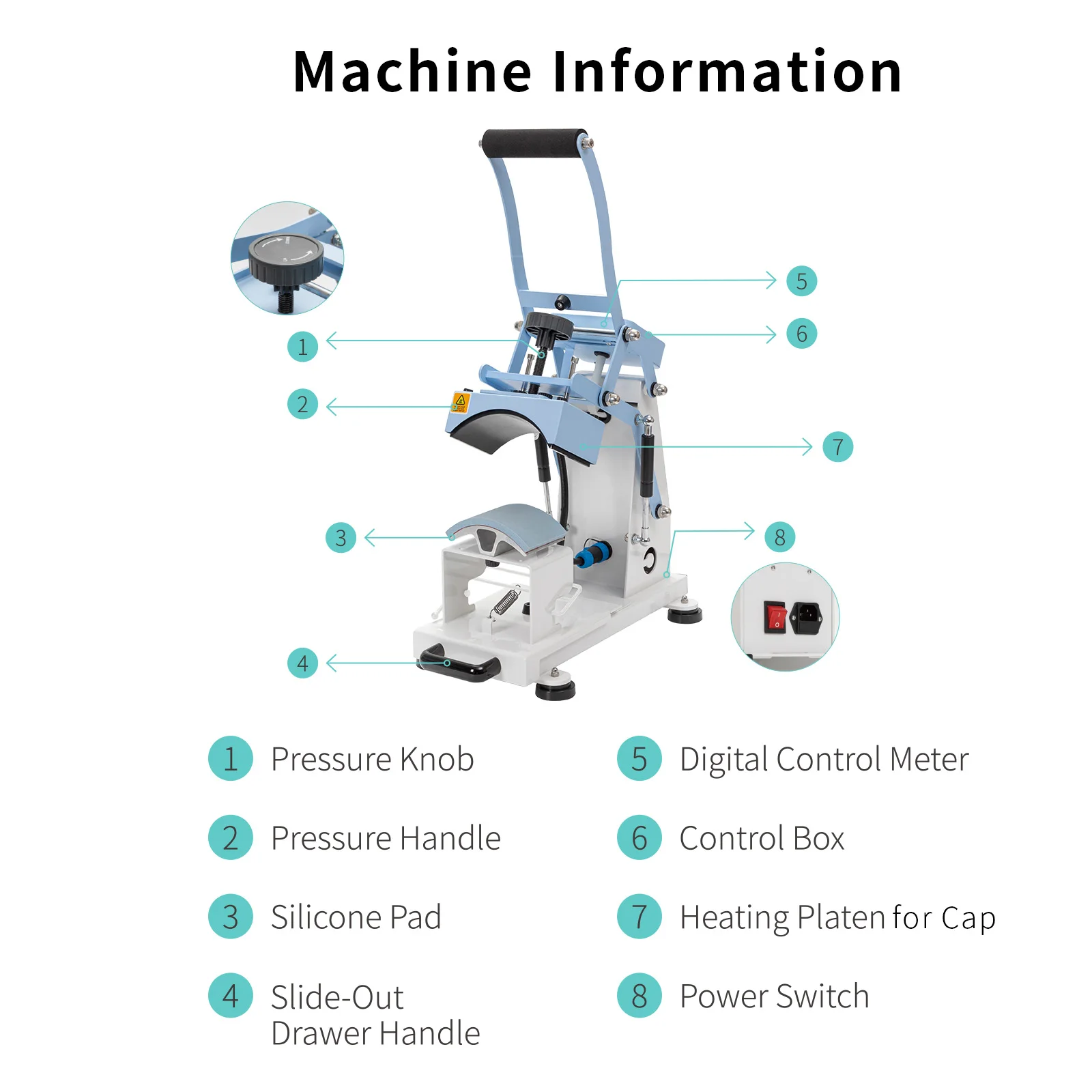 Custom Logo and Color Craft Easy Press OEM Sublimation Combo Transfer Heat Cap Hat Heat Press Machine for Hat