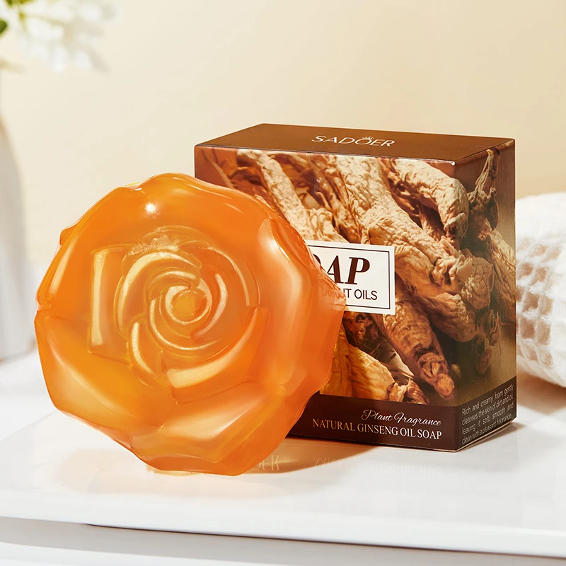 OEM ODM Beauty Product SADOER Natural Ginseng Oil Toilet Soap Herbal Extracts Moisturizing Nourishing Bath Body Face Wash