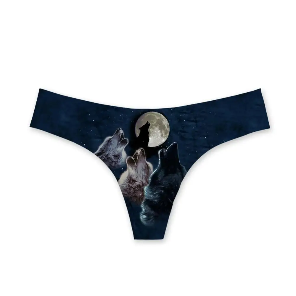 3D Print Animal Wolf G string Sexy Lingerie Ladies Briefs Underwear Women Calcinha Seamless Tanga Thong For Girls