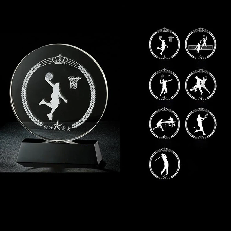 Crystal Trophy Blank Crystal Glass Award Custom Crystal Glass Trophy With Metal Star Glass Trophy Awards Souvenir Gif