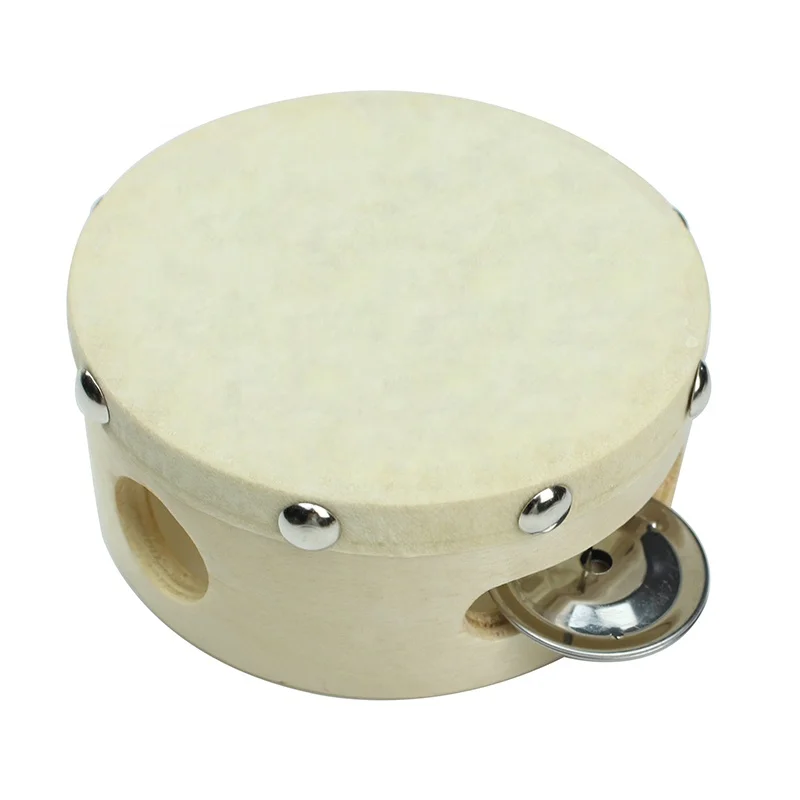 Hot Selling Promotional Good Quality Multi Size Sheepskin Wooden Percussion Instrument Kids Drum Hand Musical Mini Tambourine