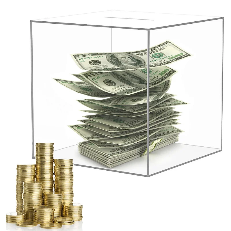 Large Clear Piggy Bank for Adults Kids Openable Transparent Acrylic Money Bank Saving Box with Key