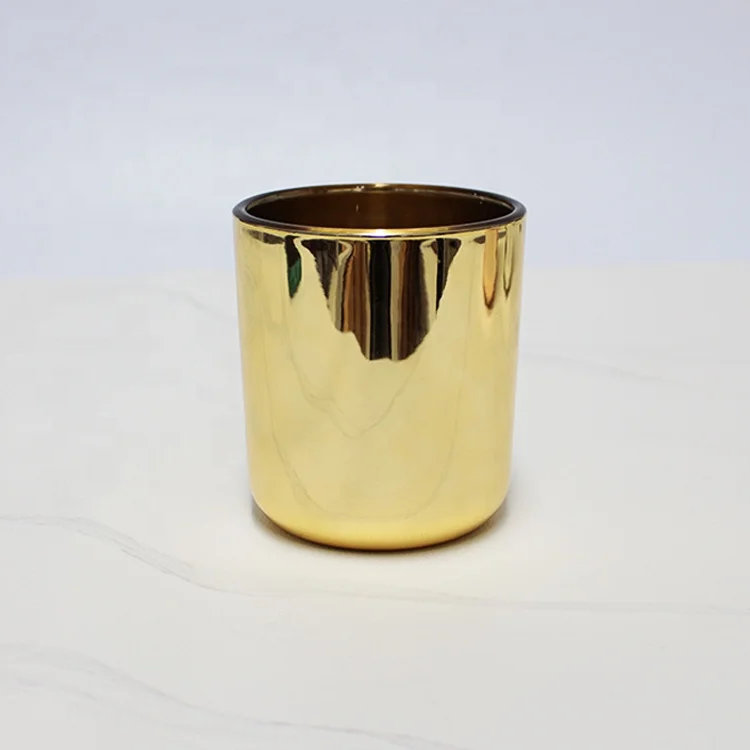FengJun arc bottom 200ml 240ml 300ml 320ml 360ml 420ml electroplating golden silver rode golden empty glass candle jar