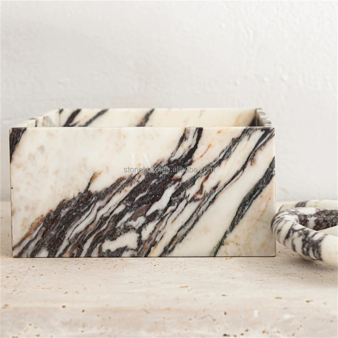 Stonekocc French Australia Calacatta Violet Marble Natural Stone Empty Candle Holder Cups Jar Room Vintage Ambiance ornament