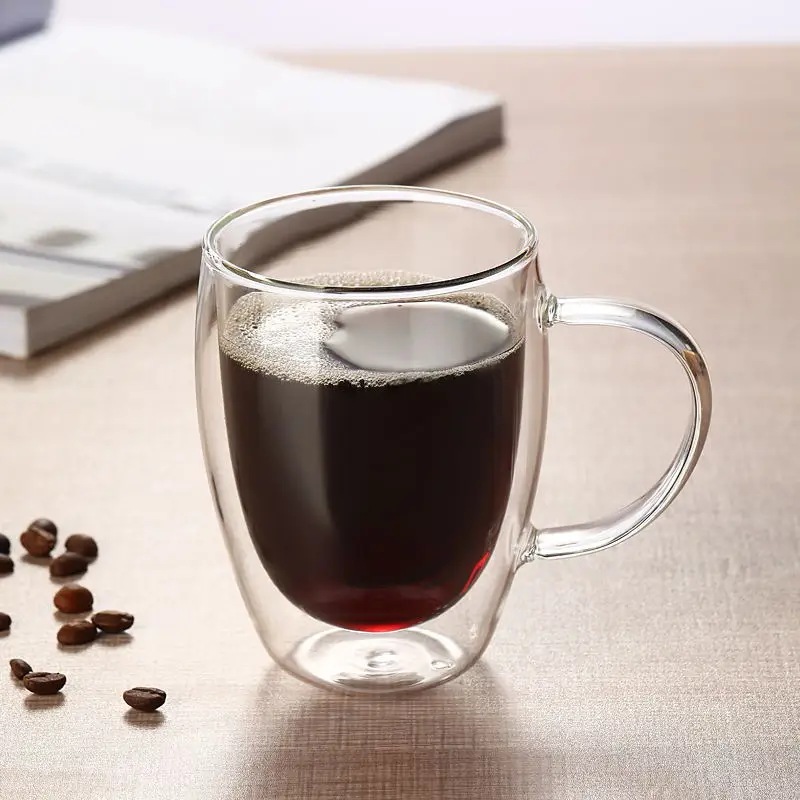 OEM Wholesale High Quality 100ml 250ml 350ml 450ml Tall Borosilicate Double Wall Layer Glass Cup for Tea