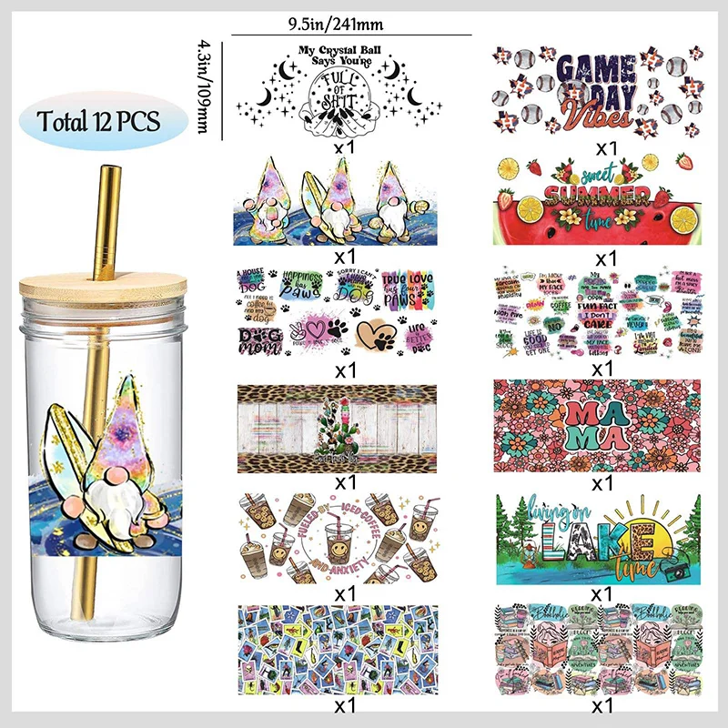 Высокое качество, размер по индивидуальному заказу, 16oz, Uv-Dtf стакан, наклейки Uvdtf, наклейка, Uv Dtf, обертки для стакана 16oz 20oz Libbey