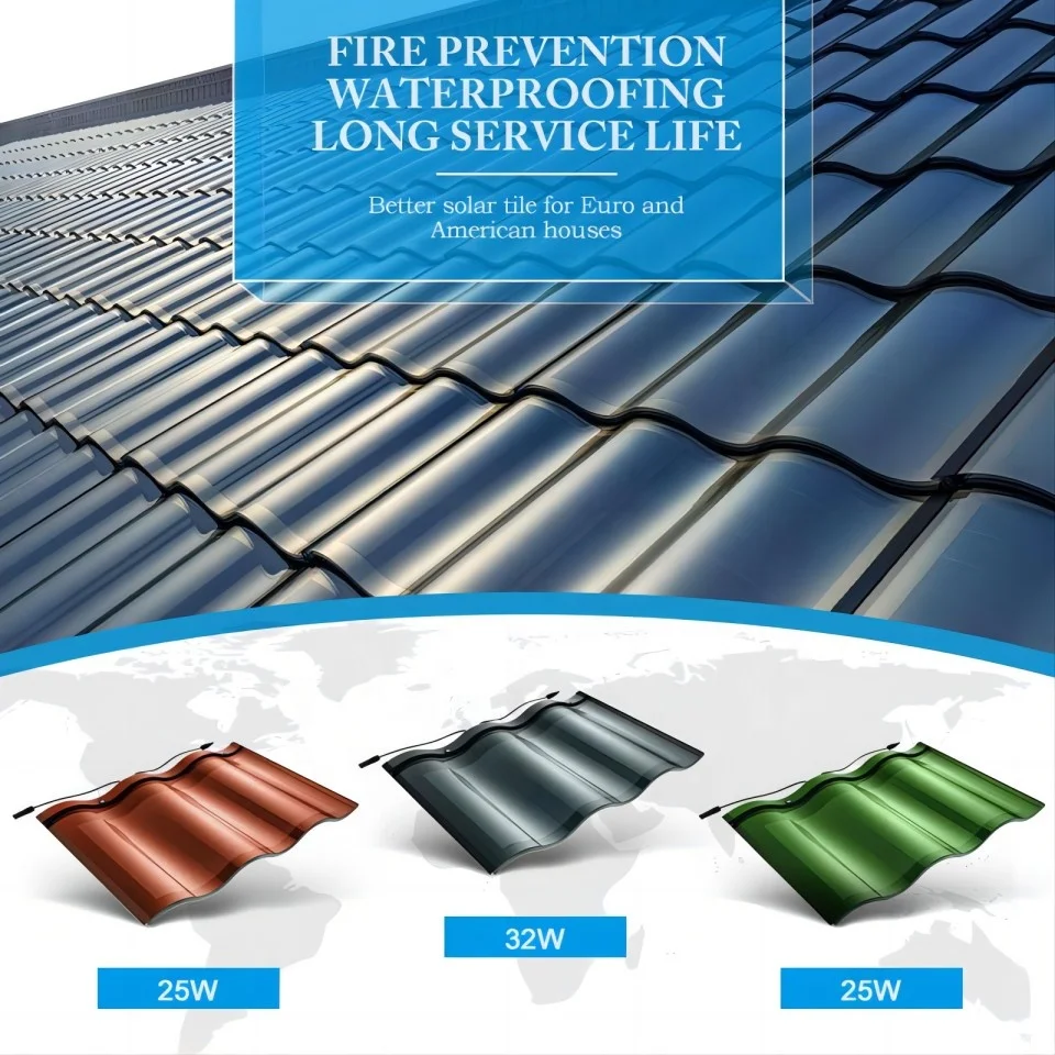 SANGSolar solar roof tiles supplier photovoltaic flexible THIN-FILM single glass solar panel 30W 34W roof tile for house
