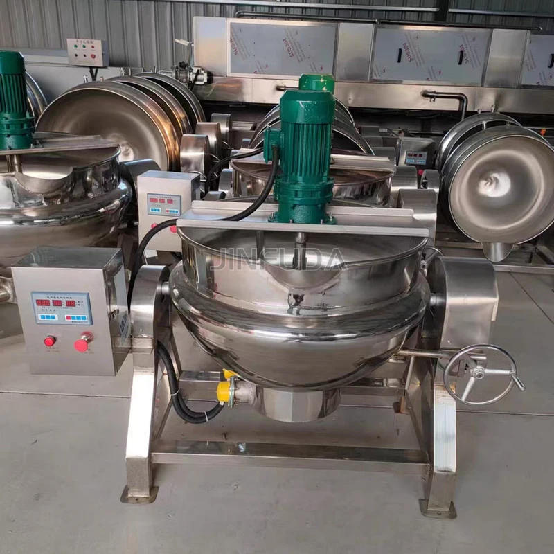 Stainless Steel 50L- 600L industrial jacketed kettle with agitator sanitary porridge soup boiler mixing cooking jacketed kettle