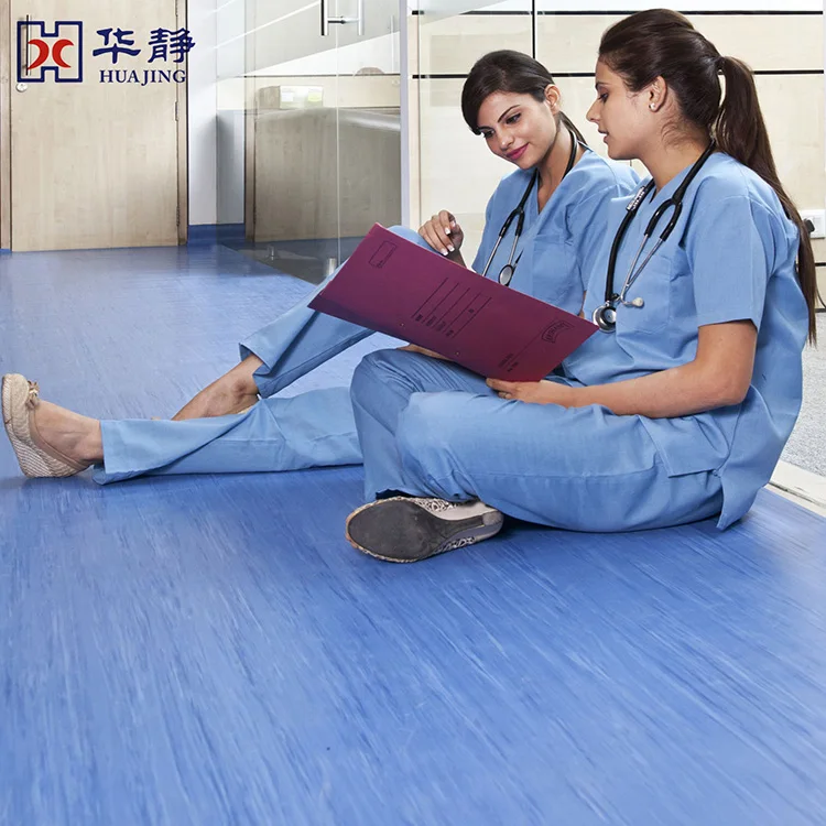 Colorful Woven Vinyl Flooring  Slip Resistance Pvc Roll Flooring Plastic For Laboratory