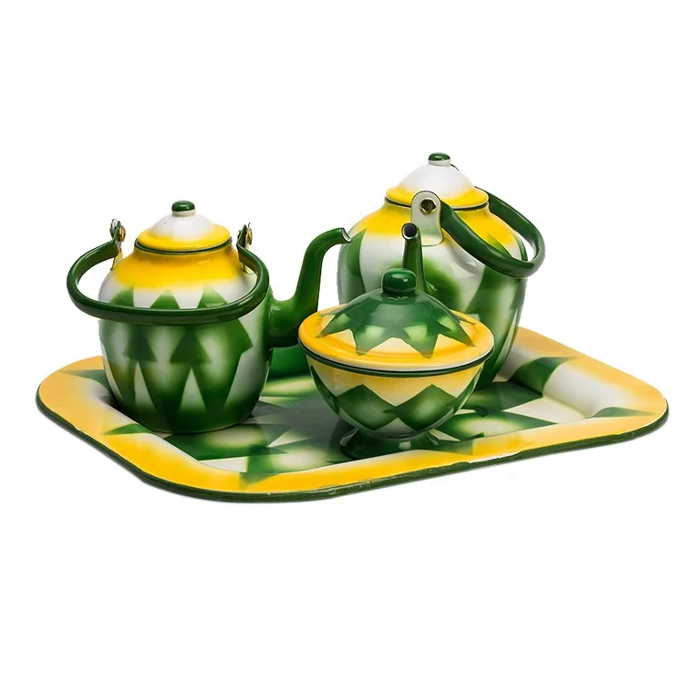 Classic Handmade Enamelware Tea & Coffee Pot Decorative Arabic Style Stove Top Teapot Kettle