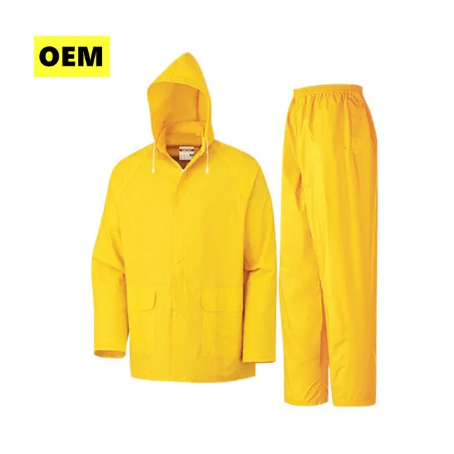High Quality PVC Polyester Raincoat Heavy Duty Waterproof Rain Coat Pants and Jacket for Men Women Rain Wear