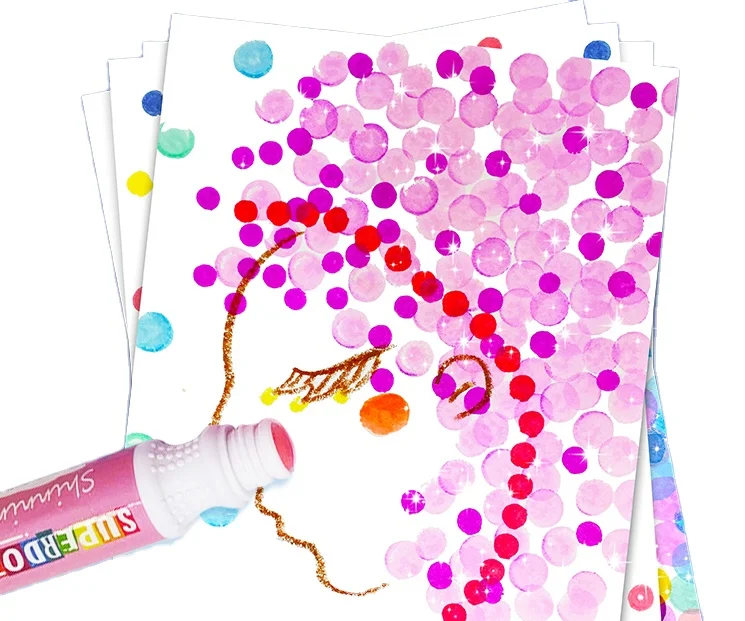 Детские моющиеся маркеры в горошек, набор из 10 блестящих цветов, нетоксичные маркеры для бинго для малышей, книжки для игр