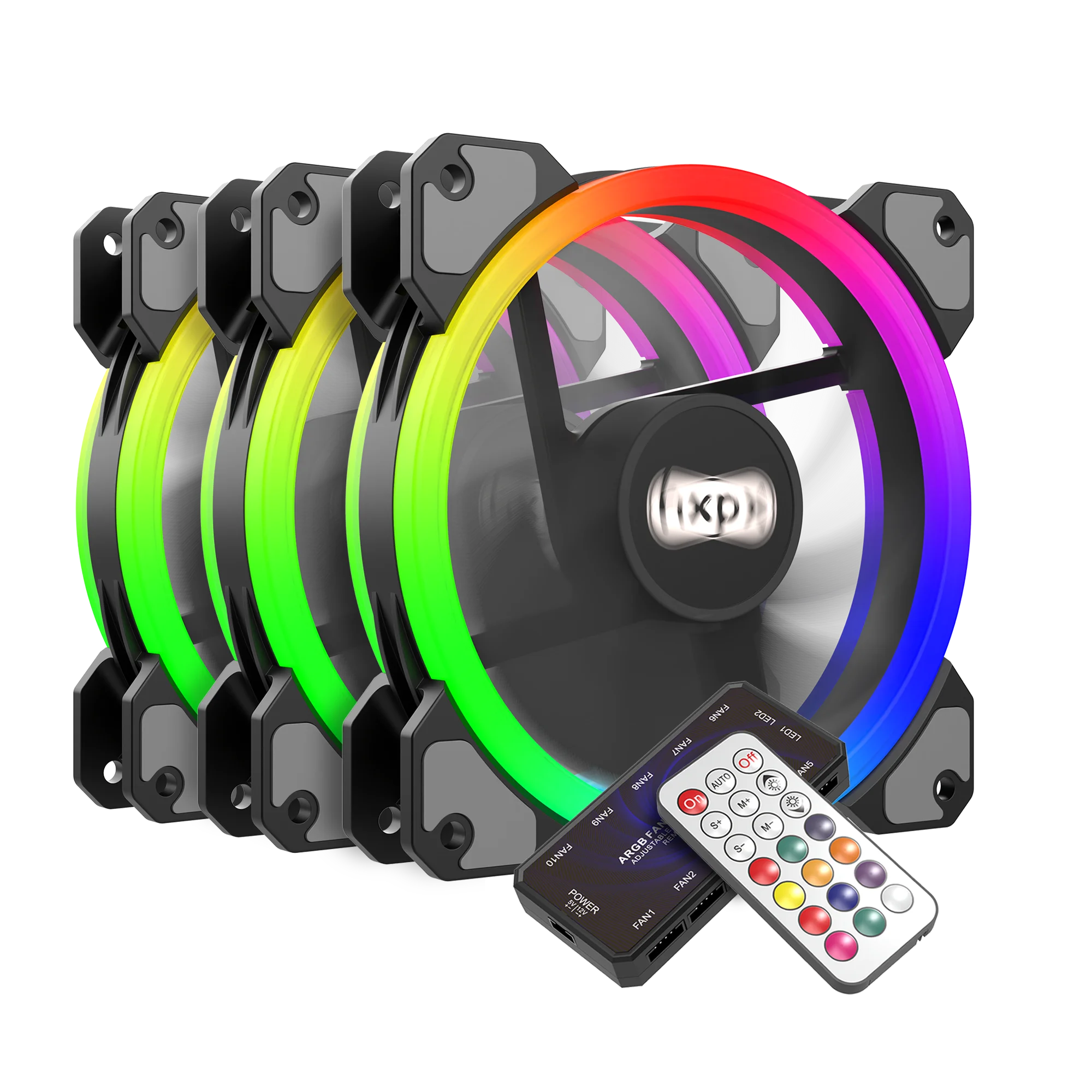 Custom OEM ARGB Fan 12cm 3Kit lil heatstick Pc Computer Cooling Fan Double Halo With RF Remote Control LED Set Case Fan 120mm