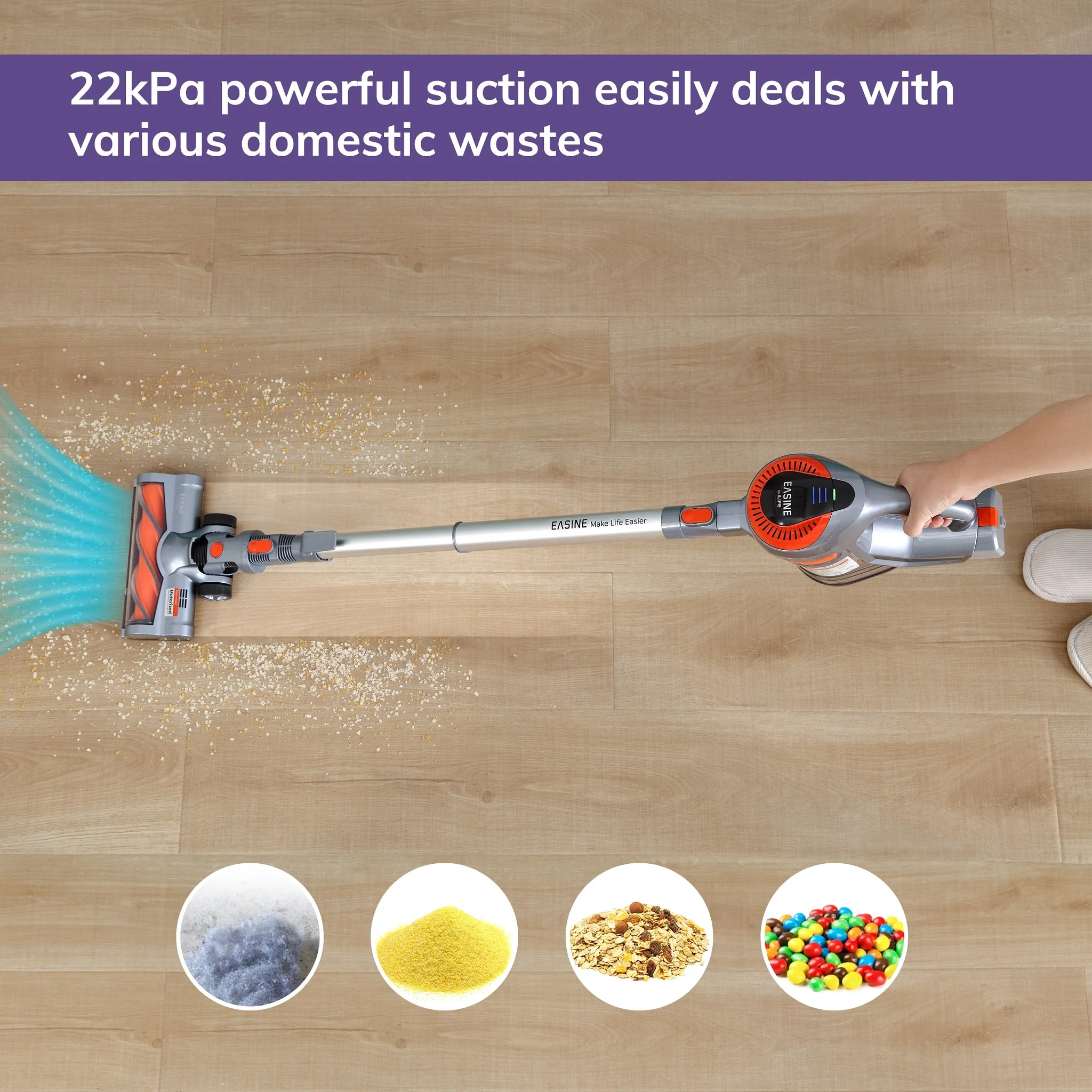 ILIFE H75 Vacuum Cordless Vacuum Cleaner Nidec Brushless Motor 22Kpa Strong Suction Power Vacuum Cleaner Cordless