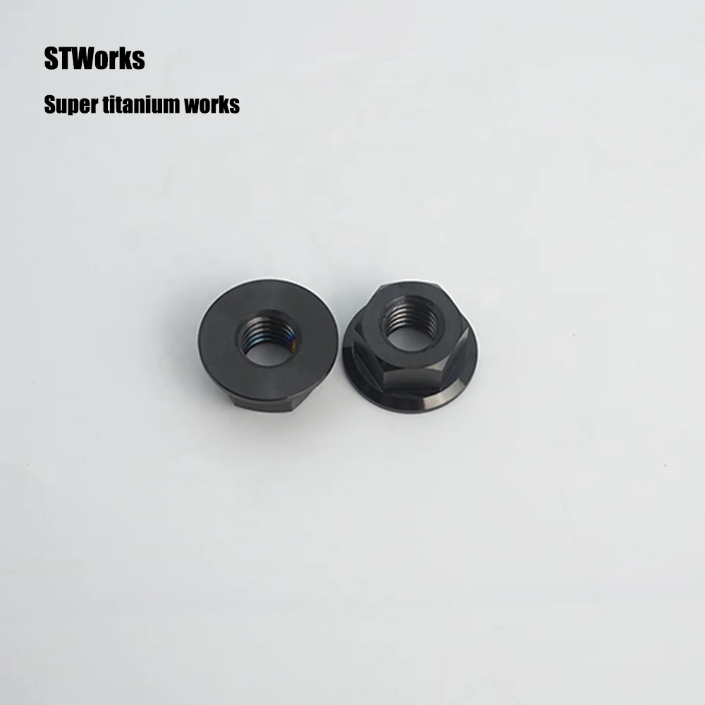 cnc machining titanium 6al4v Flange Nut  din6923 Titanium Hex flange Nut Black M8