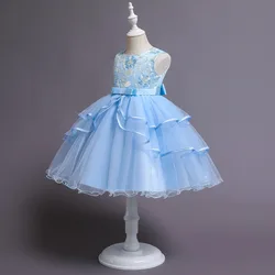 CTY5810 New summer wholesale sleeveless elegant boutique embroidery princess wedding party kids for girls baby dress 8years