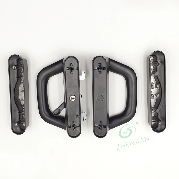 Zhen Jian Sliding Door Pull Handle Modern D Shape Handle With Keys Lock Zinc Aluminum Black Color Door Handle OEM Product
