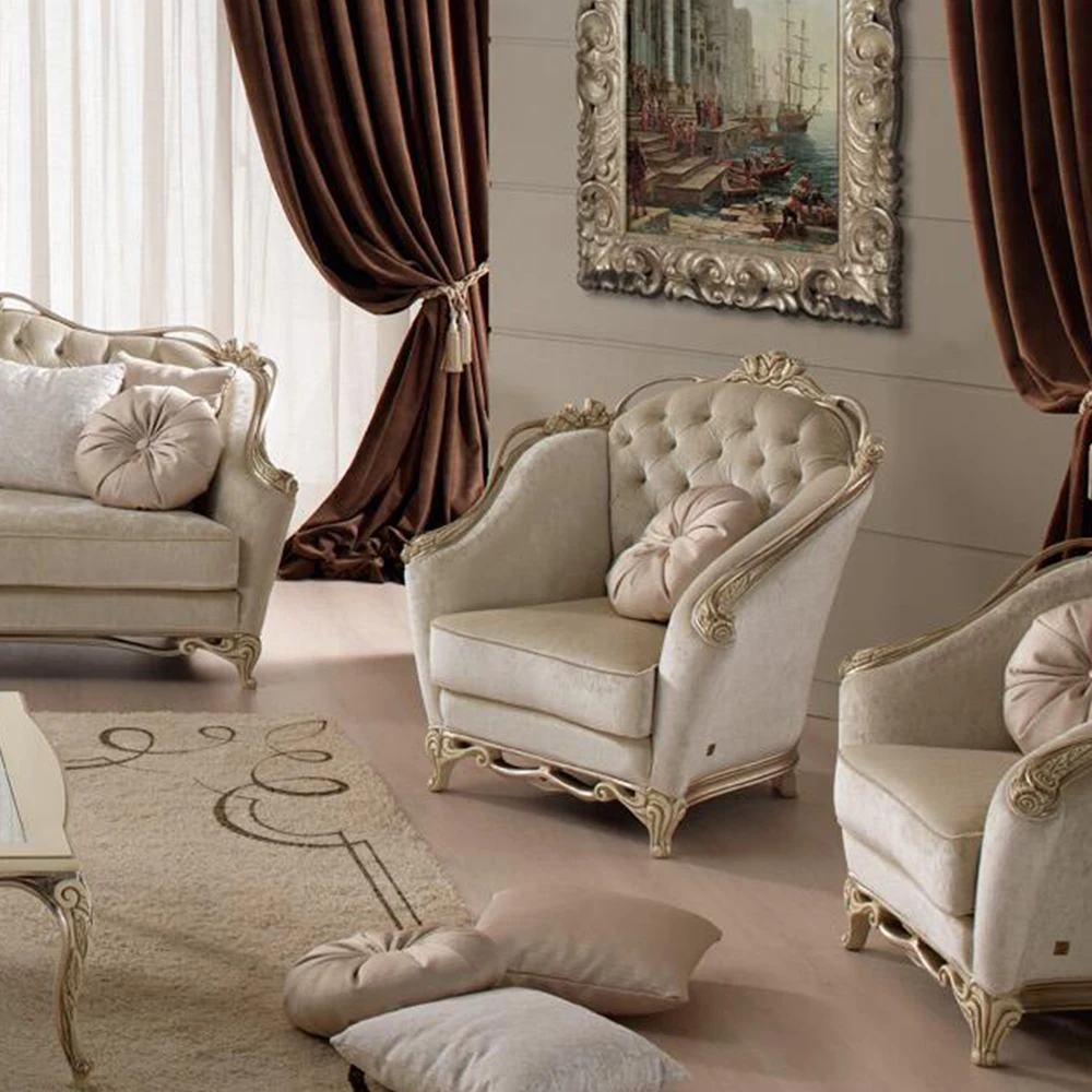 Sofa Chair Luxury Living Room Sofa Set High End Bespoke Carved 1+2+3 + Modern Chesterfield Sofa Livingroom Home Furniture Tufted