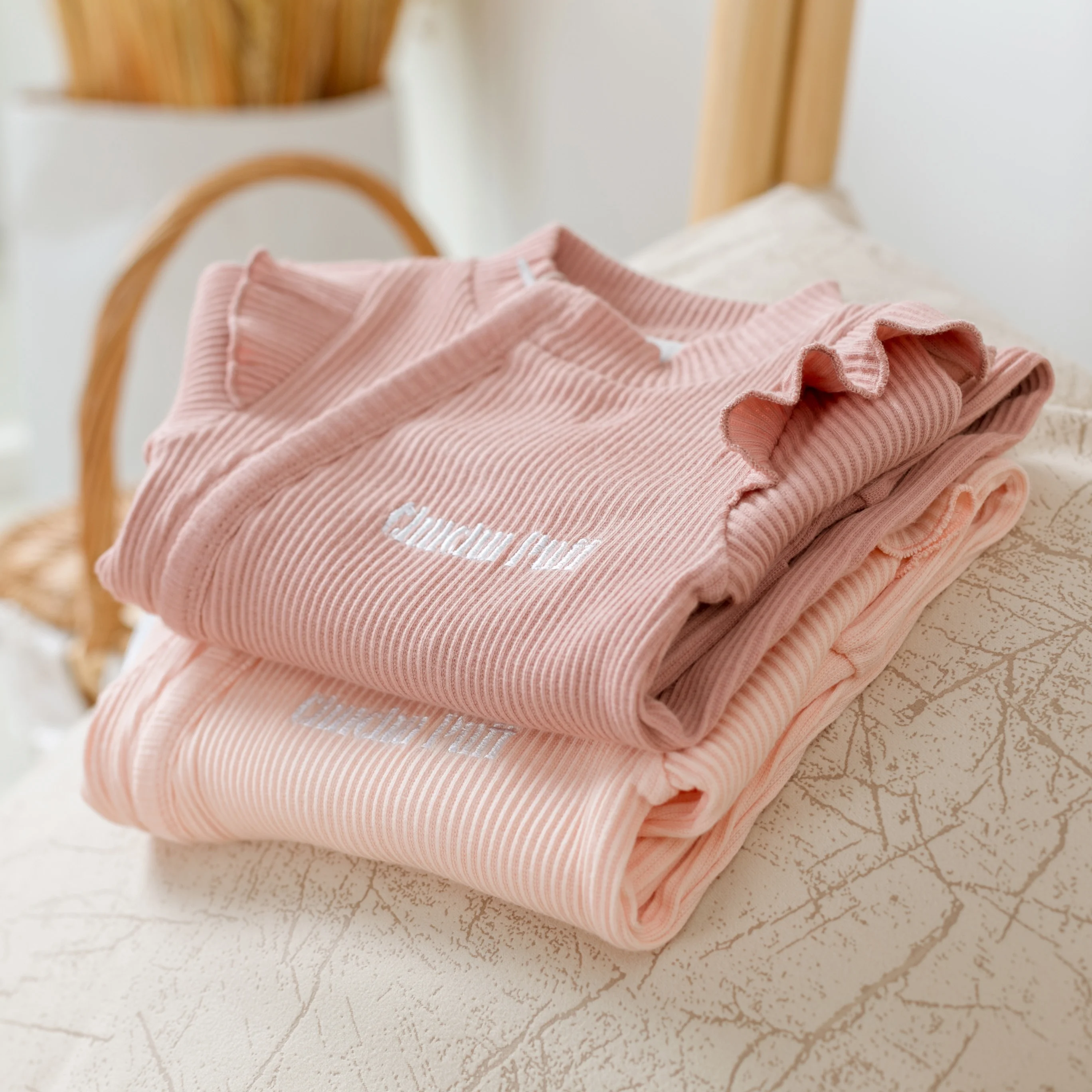 Newborn Spring Baby Girl Waffle Knit Rompers Zipper Ruffle Bodysuit Flutter Jumpsuit Fall Playsuit One Piece Outfit Clothes